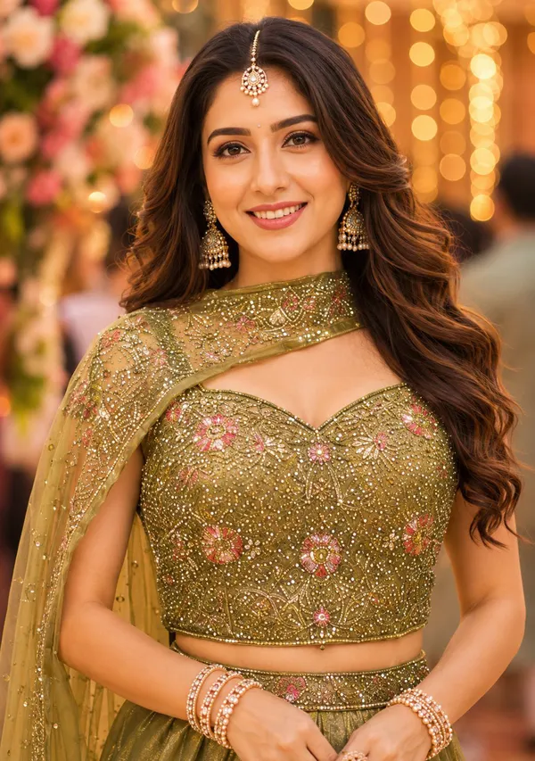 Olive_Green_Fancy_Satin_Embroidered_Lehenga_Set_Default_Title