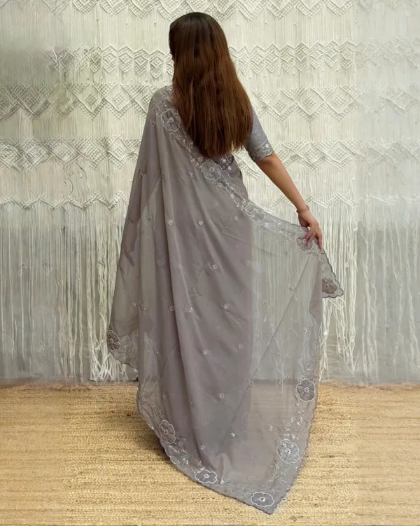 Grey_Embroidered_Chiffon_Saree_With_Grey_Satin_Jacquard_Blouse_Default_Title