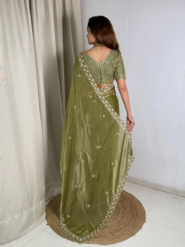 Olive_Green_Fancy_Satin_Saree_With_Olive_Green_Fancy_Satin_Blouse_Default_Title