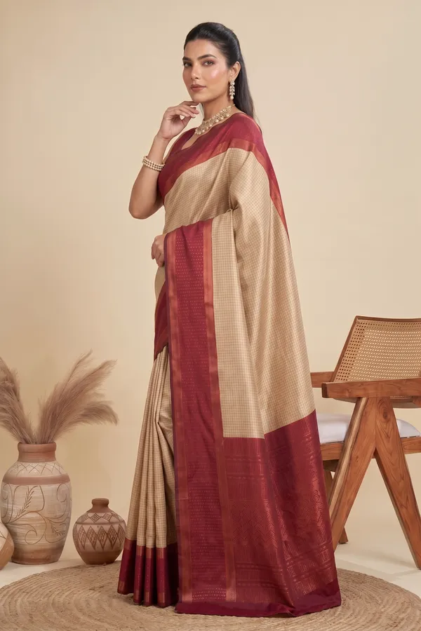 Beige_Maroon_Banarasi_Soft_Silk_Saree_Default_Title
