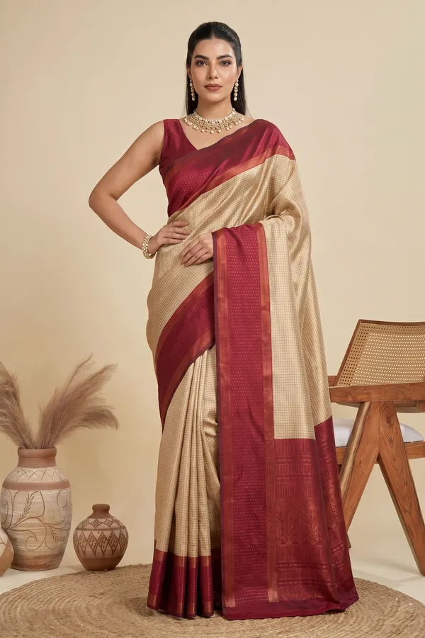 Beige_Maroon_Banarasi_Soft_Silk_Saree_Default_Title