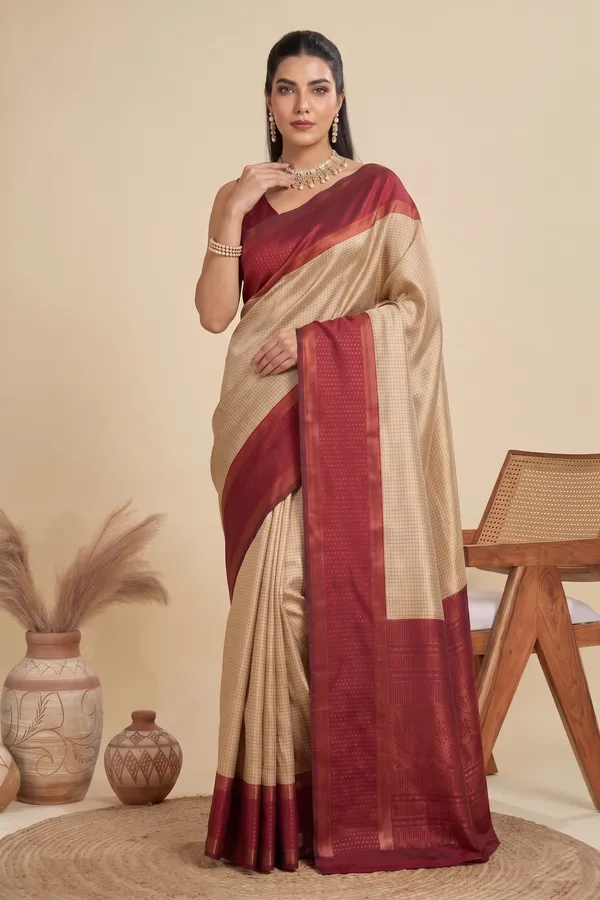 Beige_Maroon_Banarasi_Soft_Silk_Saree_Default_Title