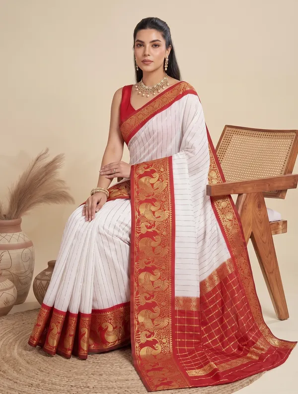 Red_White_Banarasi_Soft_Silk_Saree_Default_Title