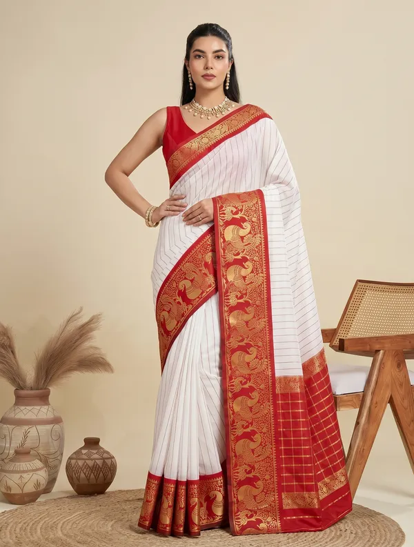Red_White_Banarasi_Soft_Silk_Saree_Default_Title