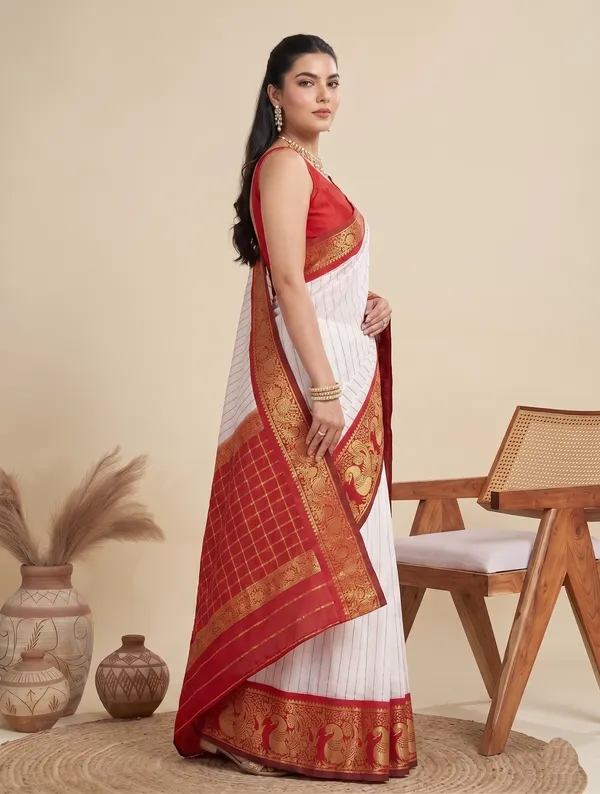 Red_White_Banarasi_Soft_Silk_Saree_Default_Title