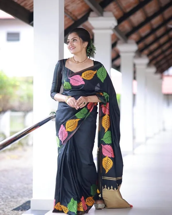 Black_Banarasi_Soft_Silk_Saree_With_Golden_Banarasi_Border_Default_Title