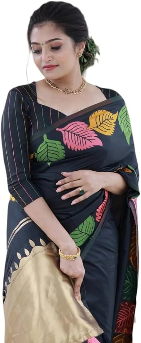 Black_Banarasi_Soft_Silk_Saree_With_Golden_Banarasi_Border_Default_Title