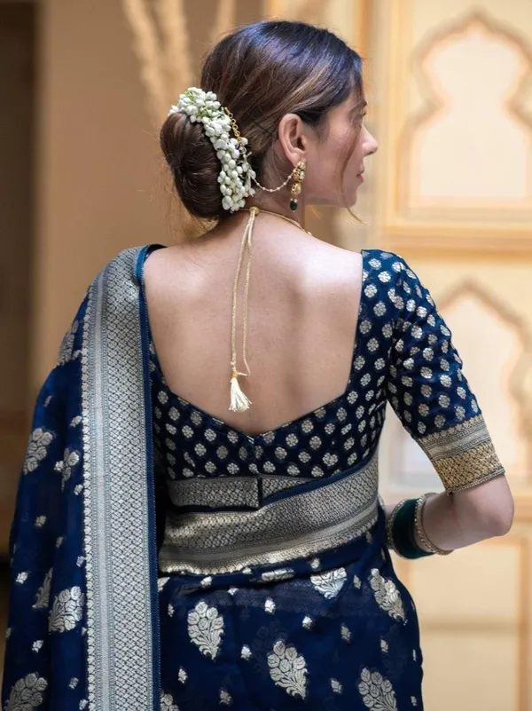 Navy_Blue_Banarasi_Soft_Silk_Saree_With_Regal_Silver_Zari_Border_Default_Title
