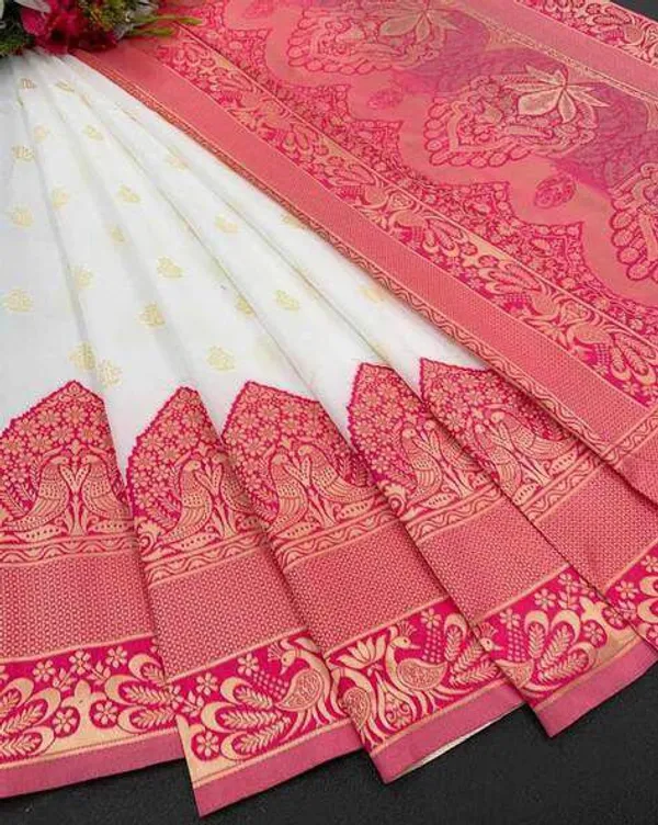 Ivory_White_Banarasi_Soft_Silk_Saree_With_Royal_Rani_Pink_Zari_Border_Default_Title