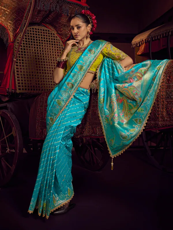 Turquoise_Blue_Pure_Viscose_Dola_Saree_With_Designer_Paisley_Border_Fancy_Lace_Default_Title