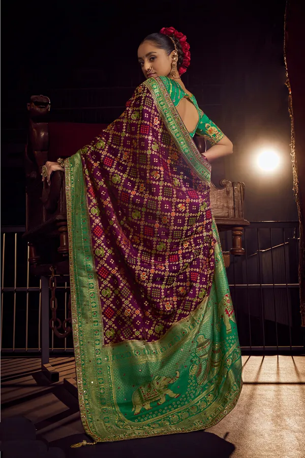 Royal_Purple_Pure_Viscose_Dola_Saree_With_Sea_Green_Designer_Border_Fancy_Lace_Default_Title