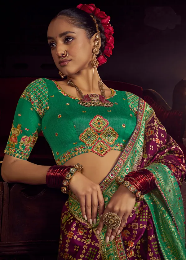 Royal_Purple_Pure_Viscose_Dola_Saree_With_Sea_Green_Designer_Border_Fancy_Lace_Default_Title