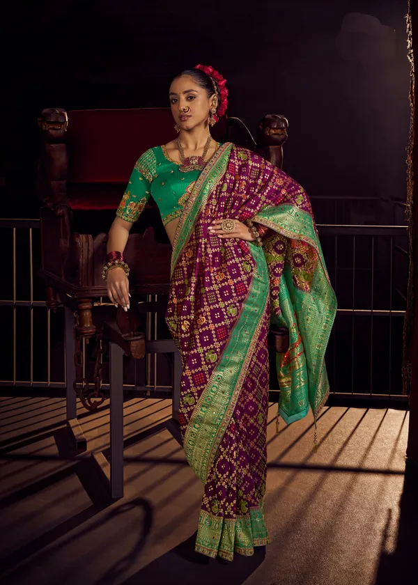 Royal_Purple_Pure_Viscose_Dola_Saree_With_Sea_Green_Designer_Border_Fancy_Lace_Default_Title