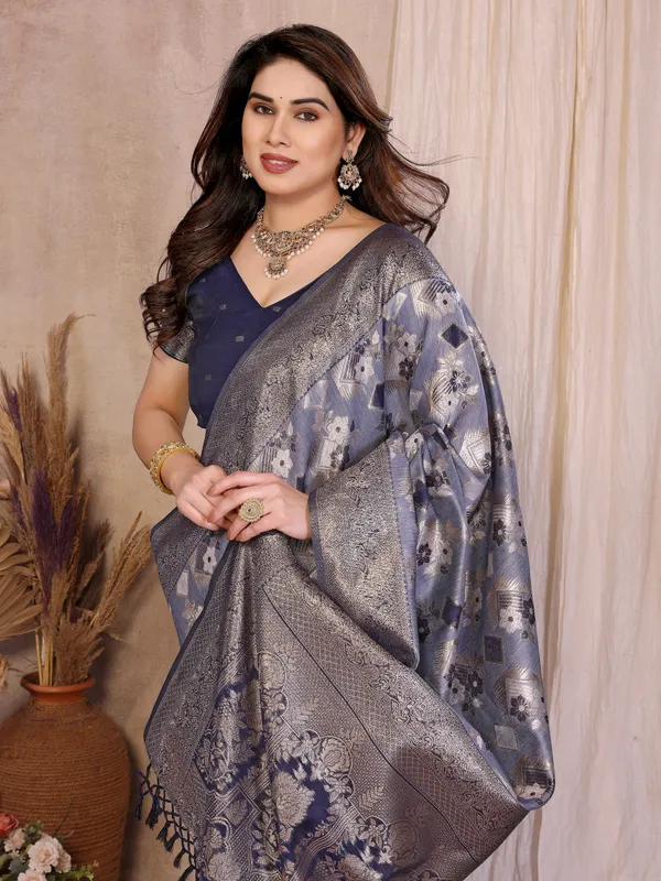 Steel_Blue_Pure_Cotton_Jacquard_Zari_Weaving_Saree_Default_Title