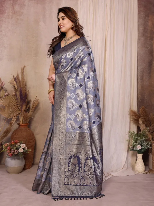 Steel_Blue_Pure_Cotton_Jacquard_Zari_Weaving_Saree_Default_Title