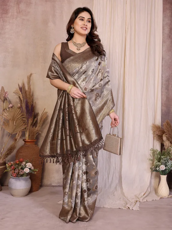 Champagne_Beige_Pure_Cotton_Jacquard_Zari_Weaving_Saree_Default_Title