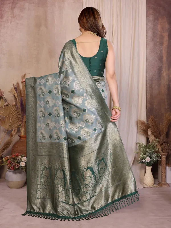 Sea_Green_Pure_Cotton_Jacquard_Zari_Weaving_Saree_Default_Title