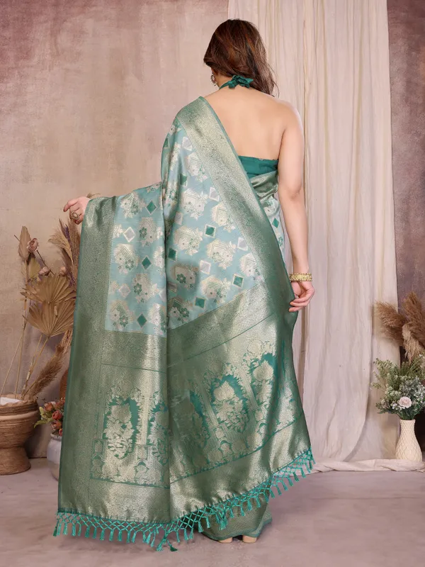 Rama_Green_Pure_Cotton_Jacquard_Zari_Weaving_Saree_With_Rich_Floral_Zari_Border_Default_Title