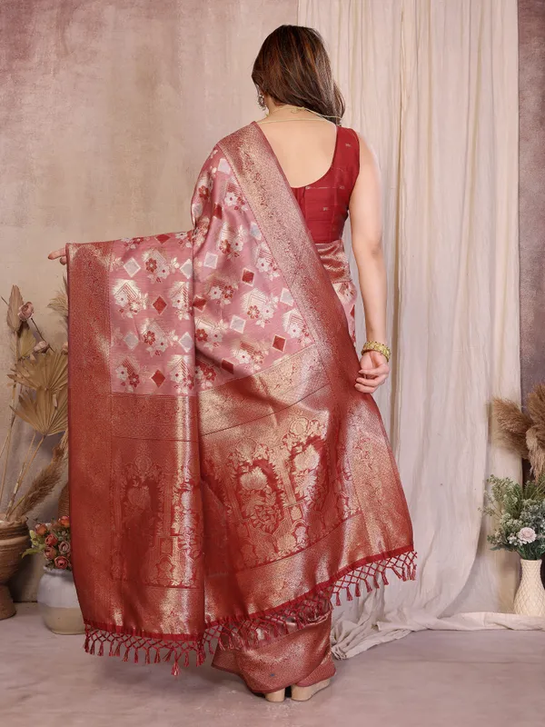 Rose_Pink_Pure_Cotton_Jacquard_Zari_Weaving_Saree_With_Rich_Floral_Zari_Border_Default_Title