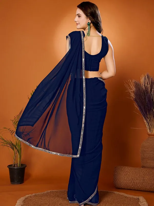 Royal_Navy_Blue_Georgette_Saree_With_Elegant_Silver_Lace_Border_Default_Title