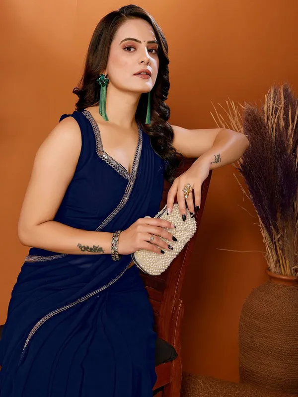 Royal_Navy_Blue_Georgette_Saree_With_Elegant_Silver_Lace_Border_Default_Title