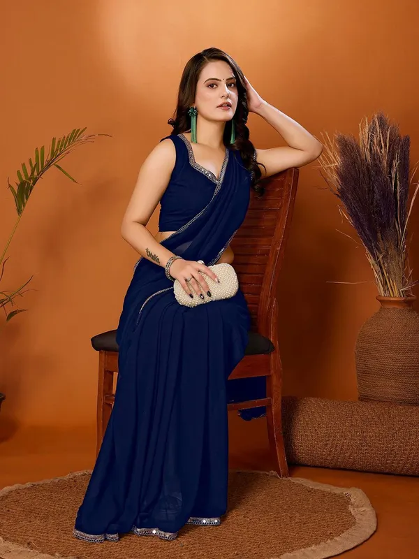 Royal_Navy_Blue_Georgette_Saree_With_Elegant_Silver_Lace_Border_Default_Title