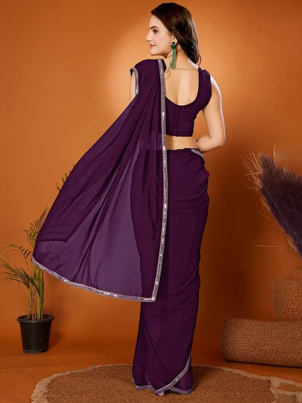 Royal_Purple_Georgette_Saree_With_Elegant_Silver_Lace_Border_Default_Title