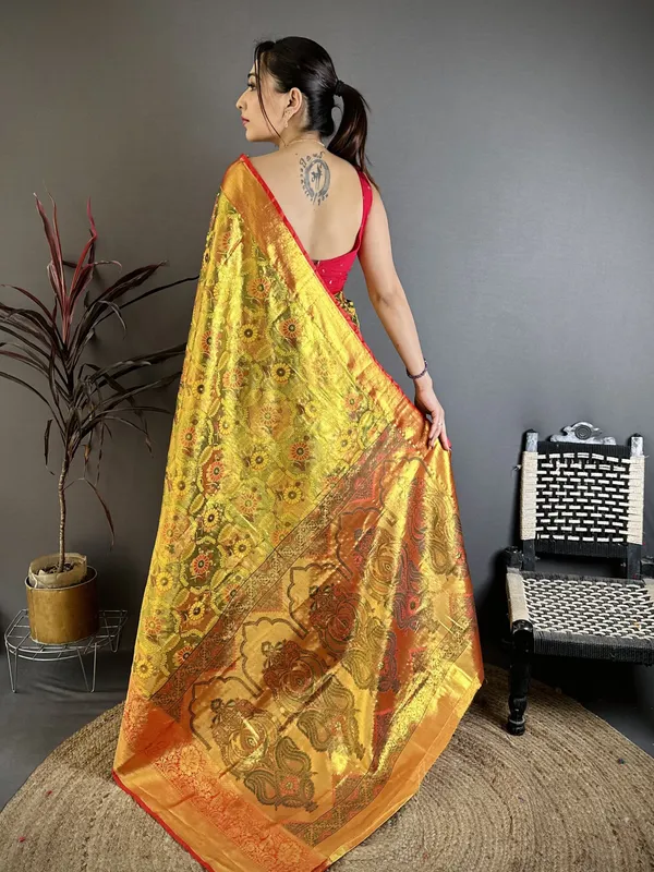 Mustard_Gold_Kanjivaram_Semi_Silk_Saree_With_Rich_Red_Zari_Temple_Border_Default_Title