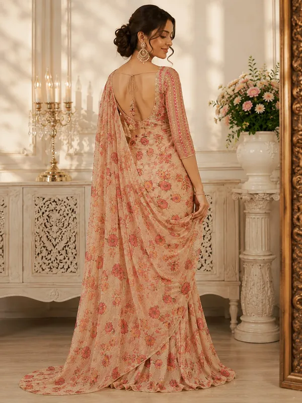 Peach_Floral_Premium_Tabby_Silk_Saree_With_Elegant_Pearl_Lace_Border_Default_Title