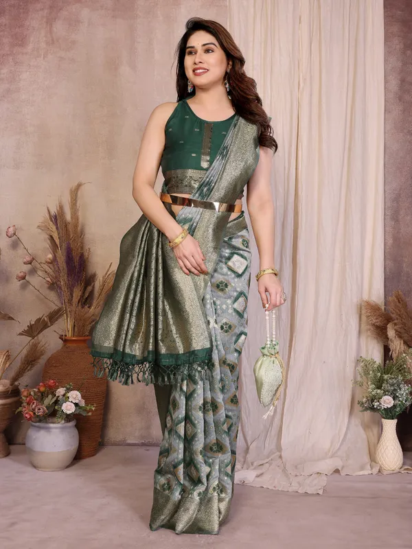Sage_Green_Pure_Cotton_Saree_With_Antique_Gold_Zari_Woven_Border_Default_Title