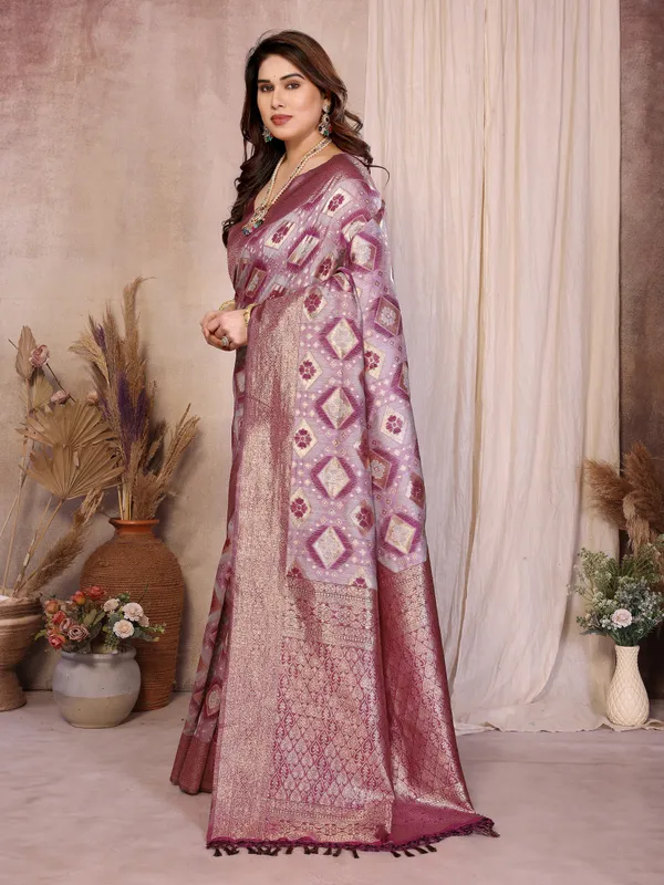 Dusty_Mauve_Pure_Cotton_Saree_With_Rose_Gold_Zari_Woven_Border_Default_Title