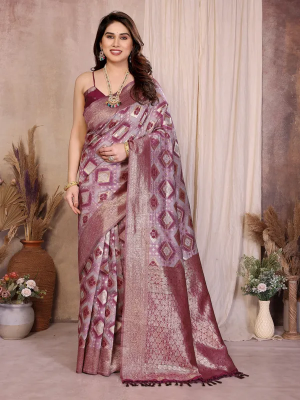 Dusty_Mauve_Pure_Cotton_Saree_With_Rose_Gold_Zari_Woven_Border_Default_Title