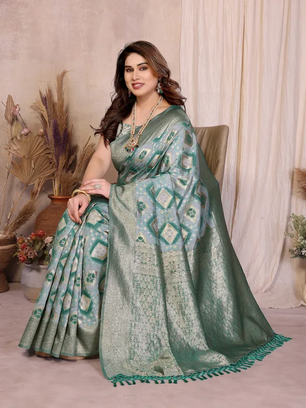 Mint_Green_Pure_Cotton_Saree_With_Silver_Zari_Woven_Border_Default_Title