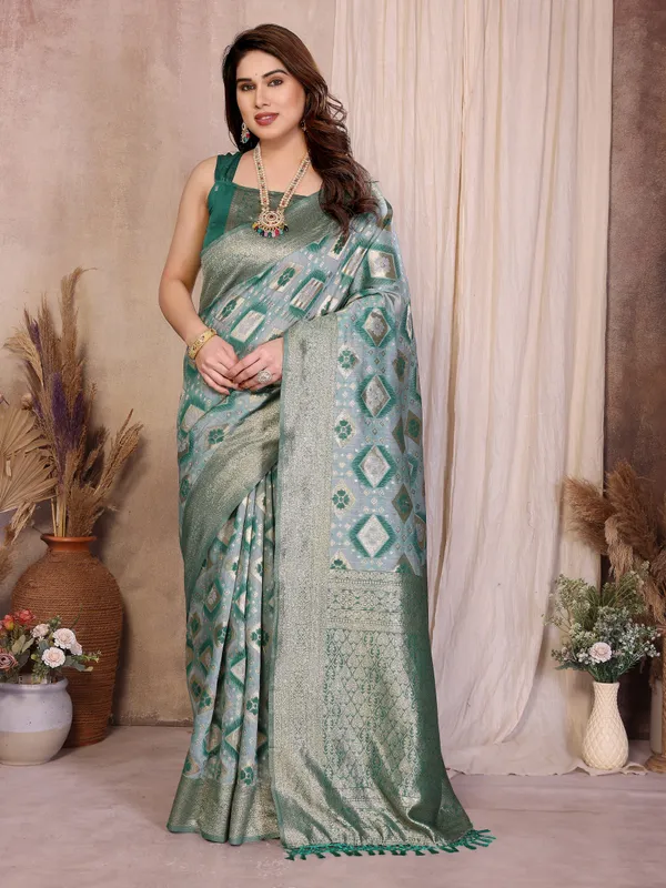 Mint_Green_Pure_Cotton_Saree_With_Silver_Zari_Woven_Border_Default_Title