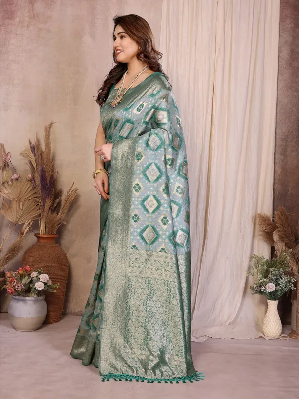Mint_Green_Pure_Cotton_Saree_With_Silver_Zari_Woven_Border_Default_Title