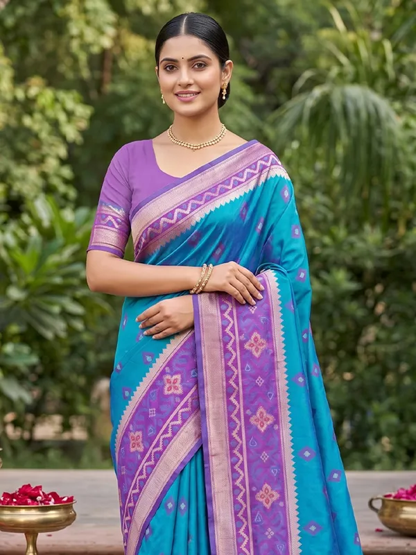 Turquoise_Blue_Soft_Silk_Saree_With_Purple_Designer_Woven_Border_Default_Title