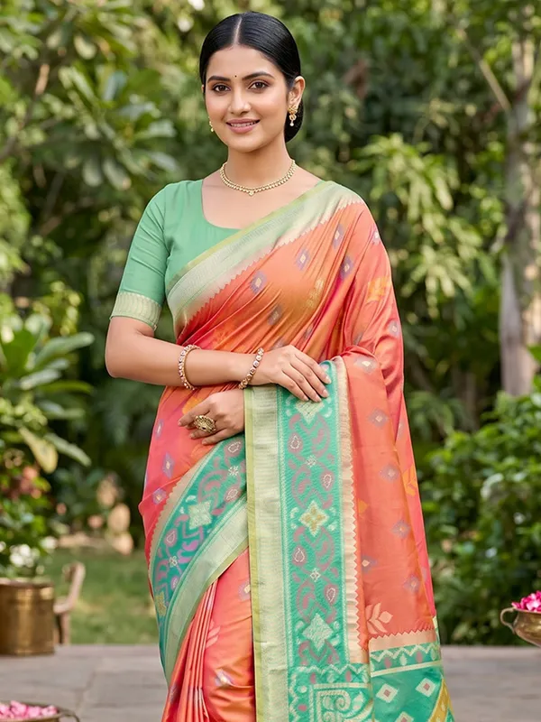 Peach_Pink_Soft_Silk_Saree_With_Mint_Green_Designer_Woven_Border_Default_Title