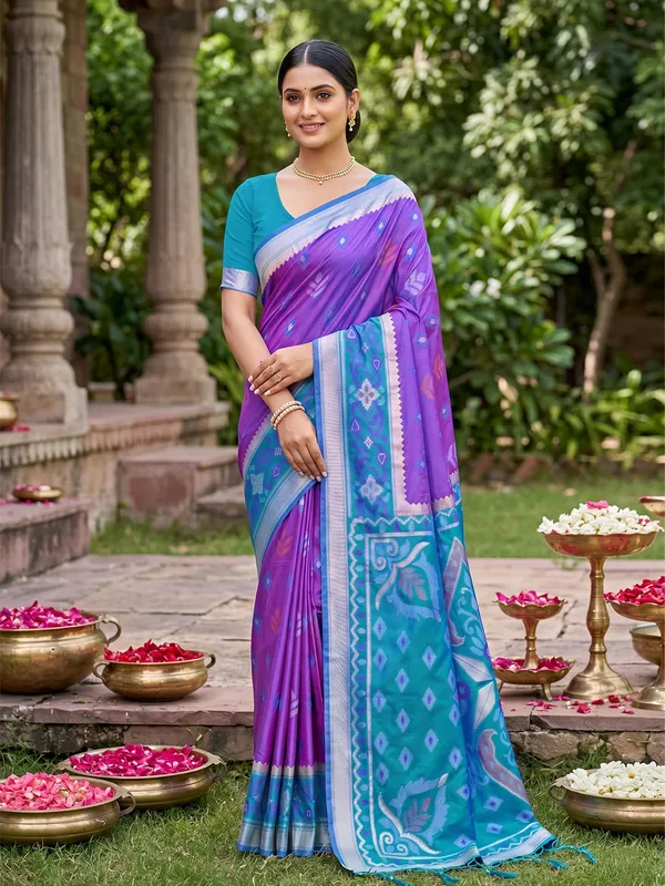 Royal_Purple_Soft_Silk_Saree_With_Sky_Blue_Designer_Woven_Border_Default_Title