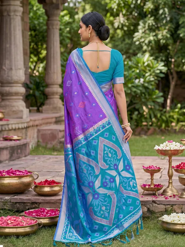 Royal_Purple_Soft_Silk_Saree_With_Sky_Blue_Designer_Woven_Border_Default_Title