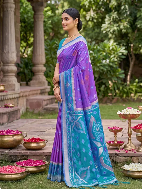 Royal_Purple_Soft_Silk_Saree_With_Sky_Blue_Designer_Woven_Border_Default_Title