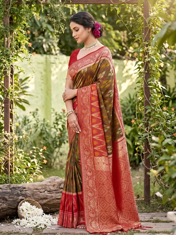 Mehendi_Green_Soft_Silk_Saree_With_Maroon_Designer_Brocade_Border_Default_Title