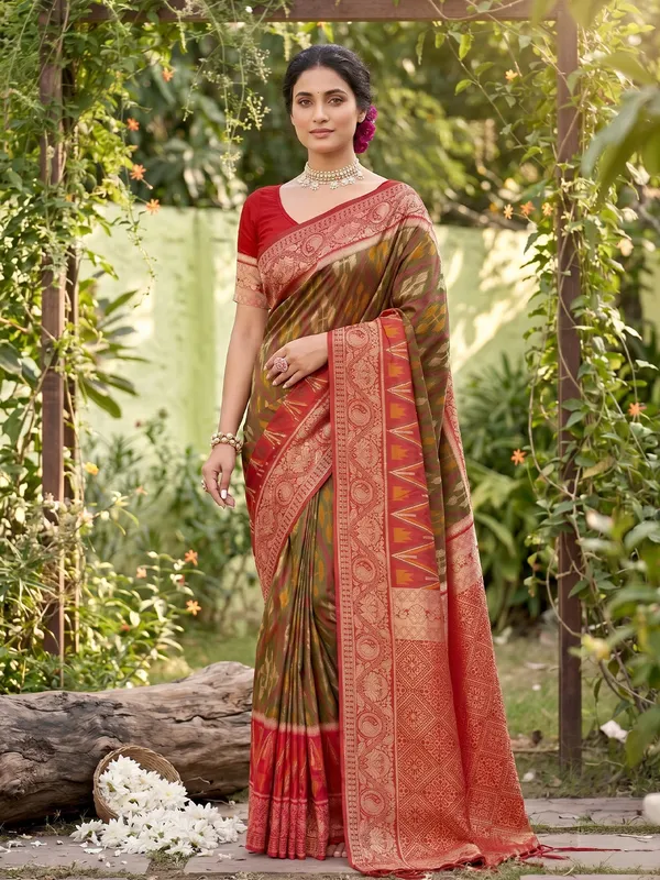Mehendi_Green_Soft_Silk_Saree_With_Maroon_Designer_Brocade_Border_Default_Title