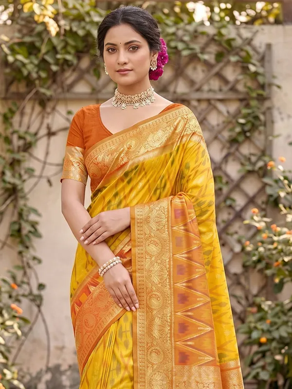 Mustard_Yellow_Soft_Silk_Saree_With_Golden_Orange_Designer_Brocade_Border_Default_Title