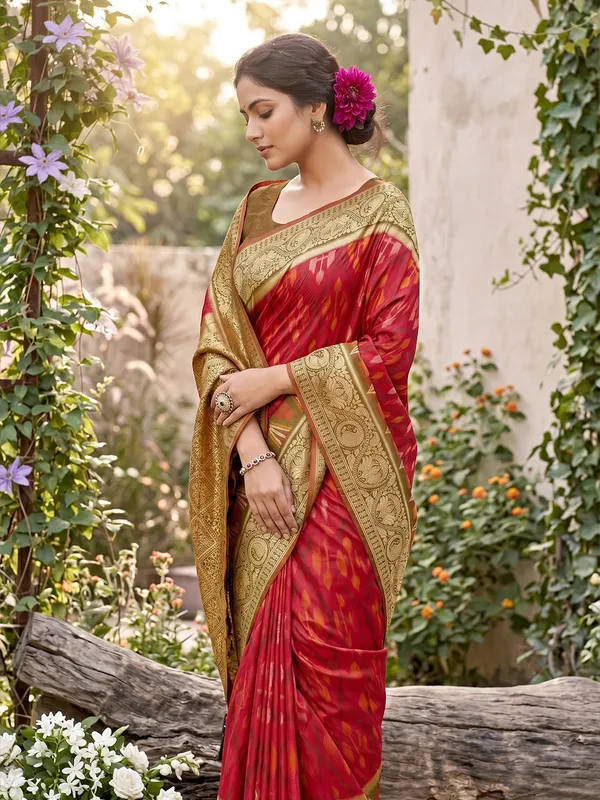 Crimson_Red_Soft_Silk_Saree_With_Rich_Golden_Zari_Border_Default_Title