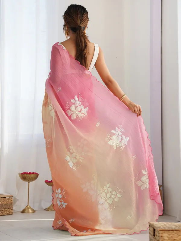 Blush_Pink_Peach_Gold_Crush_Silk_Saree_With_Scalloped_Border_Default_Title