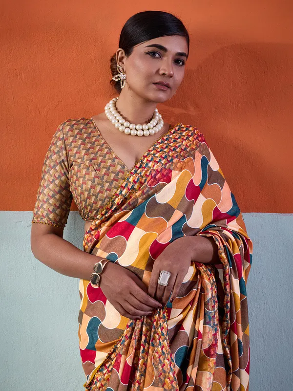 Multicolor_Printed_Crepe_Saree_With_Geometric_Printed_Border_Default_Title