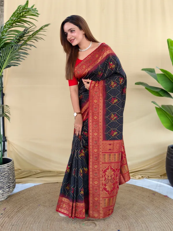 Black_Silk_Saree_With_Maroon_Zari_Border_Default_Title