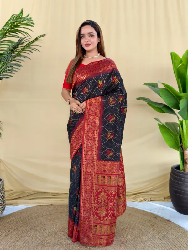 Black_Silk_Saree_With_Maroon_Zari_Border_Default_Title
