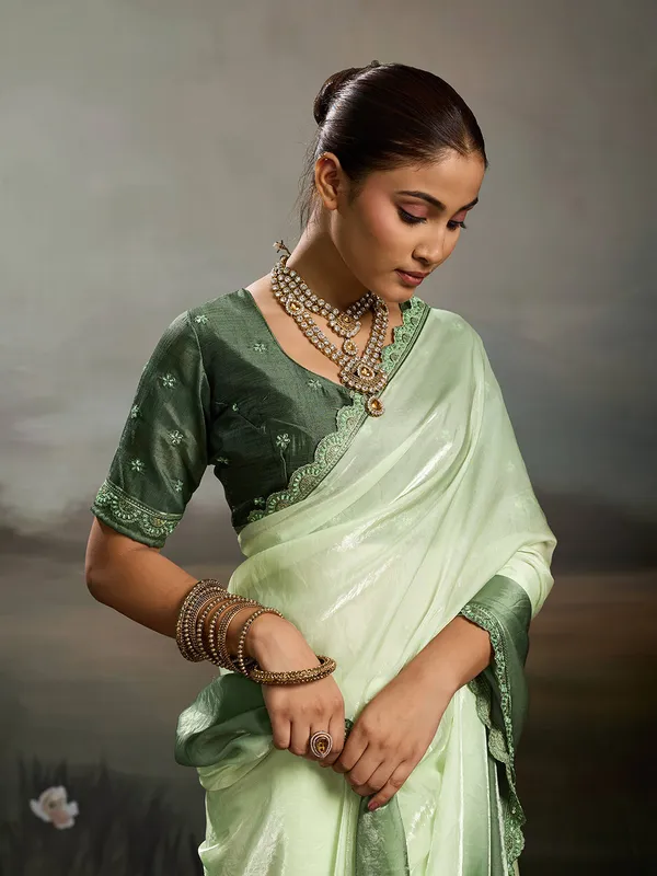 Mint_Green_Satin_Saree_With_Designer_Lace_Border_Default_Title