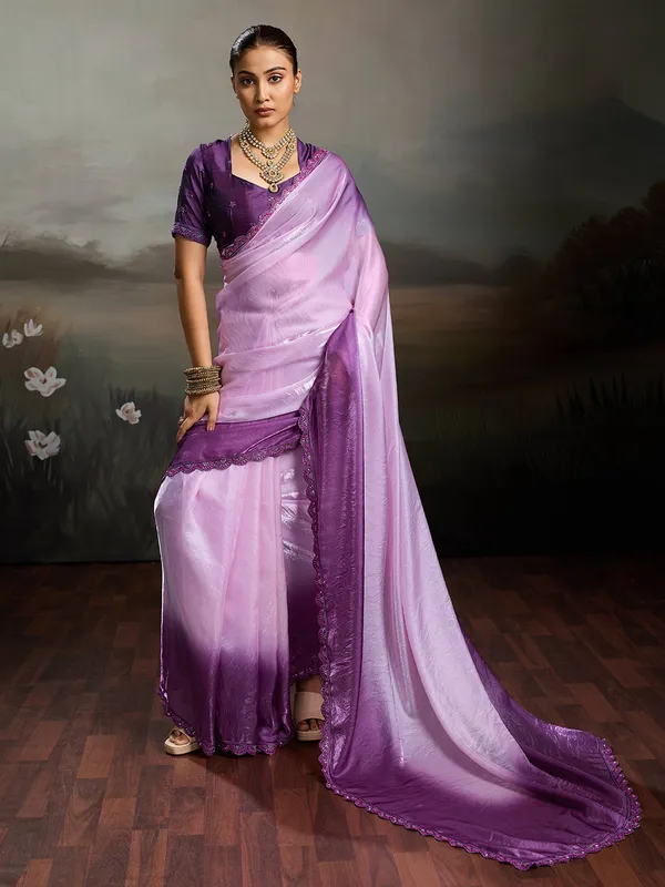 Lavender_Purple_Satin_Saree_With_Designer_Lace_Border_Default_Title